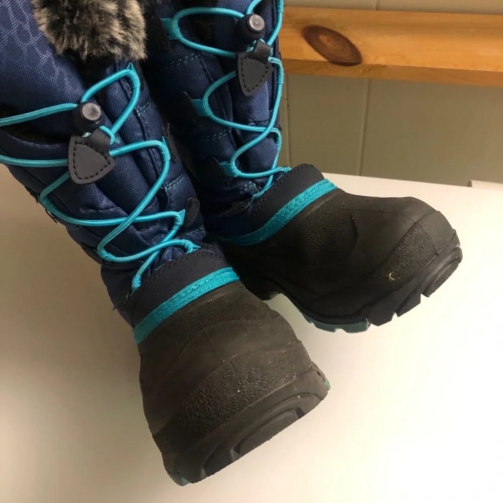 Kamik Kids Blue and Black Faux-Fur Winter Boots